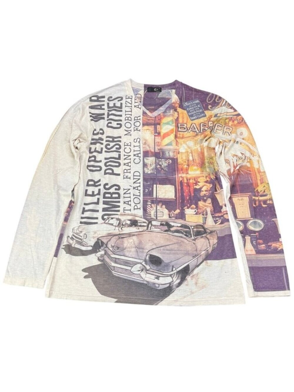 JUST CAVALLI Roberto Cavalli Graphic Sublimation Long Sleeve Top Size XL